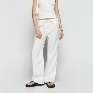 White reformation Olina linen pant